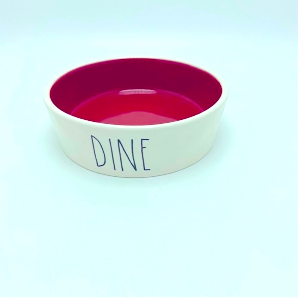 Rae Dunn DINE Pet Dish Red/White
